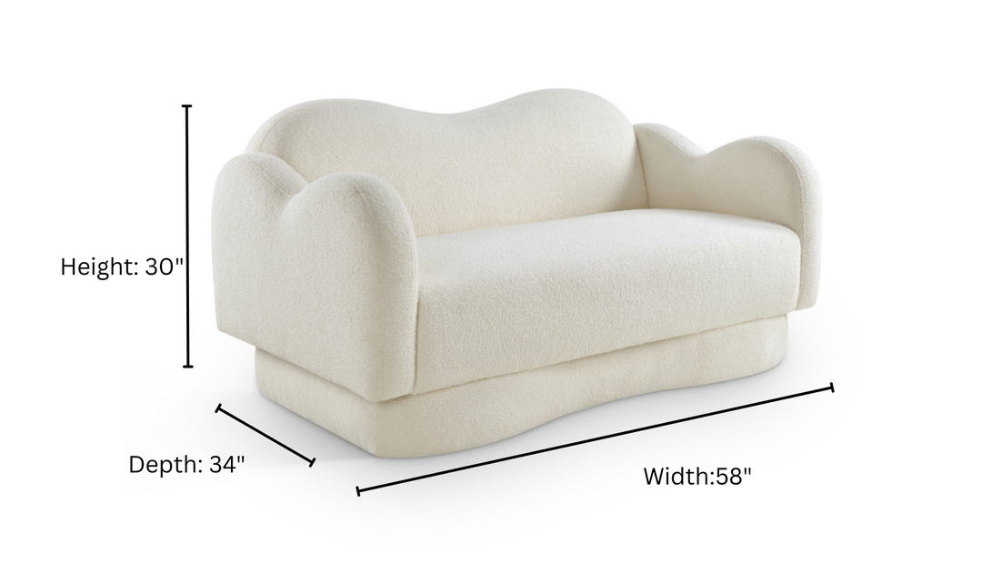 Meridian Furniture Bloom Teddy Fabric Upholstered Loveseat Sofa-Jennifer Furniture