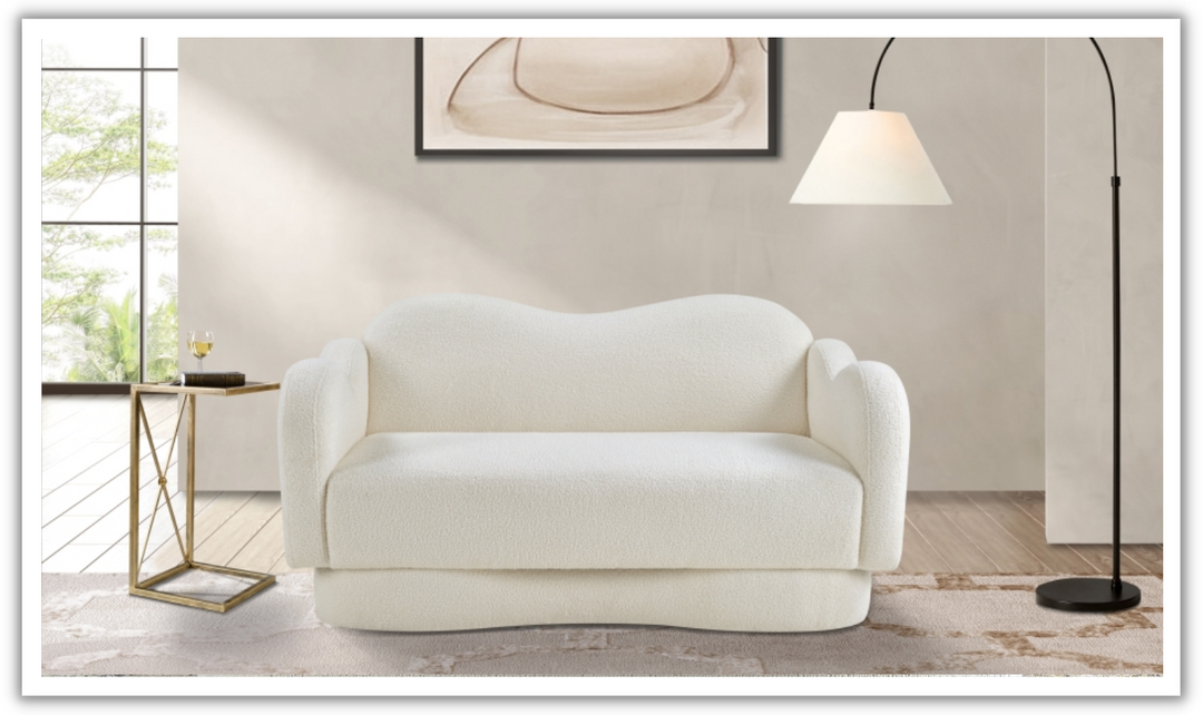 Meridian Furniture Bloom Teddy Fabric Upholstered Loveseat Sofa-Jennifer Furniture