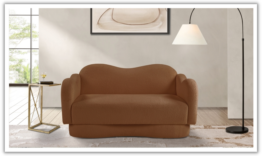 Meridian Furniture Bloom Teddy Fabric Upholstered Loveseat Sofa-Jennifer Furniture