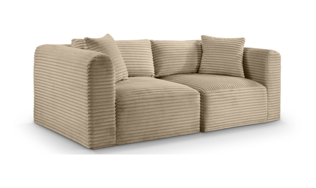 Meridian Furniture Shaggy Corduroy Performance Fabric Modular Loveseat