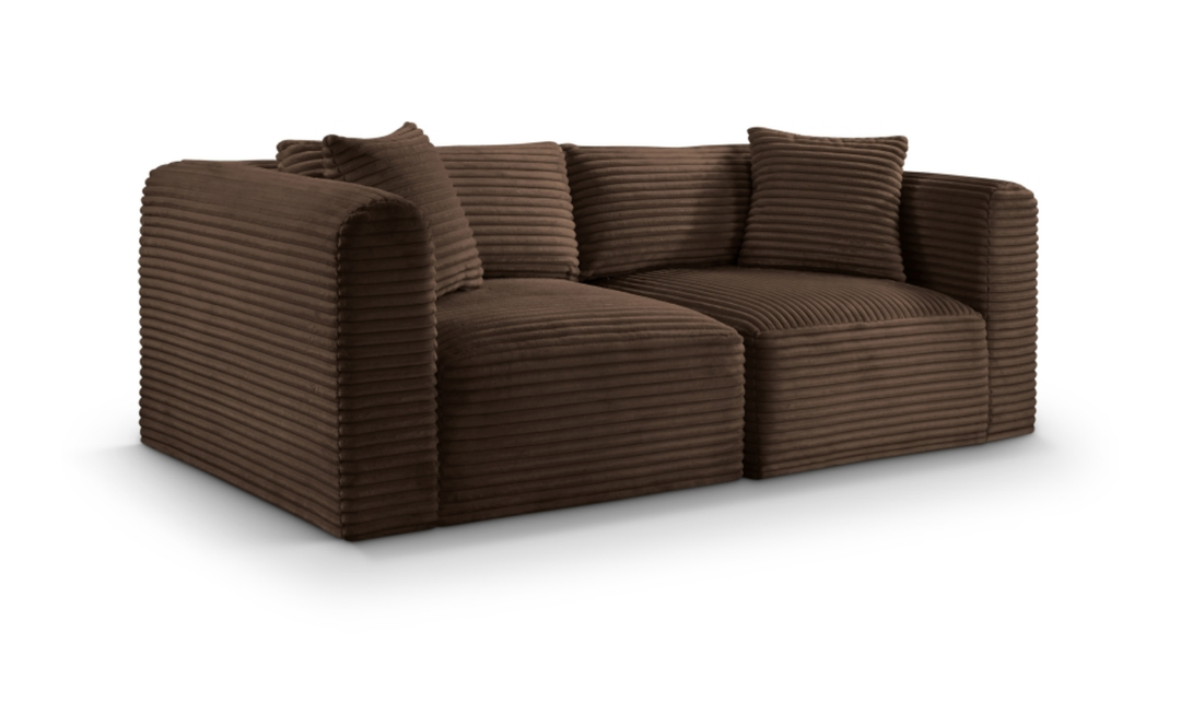 Meridian Furniture Shaggy Corduroy Performance Fabric Modular Loveseat