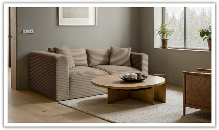 Meridian Furniture Shaggy 78" Corduroy Performance Fabric Upholstered Modular Loveseat Sofa-Jennifer Furniture