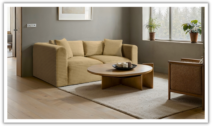 Meridian Furniture Shaggy 78" Corduroy Performance Fabric Upholstered Modular Loveseat Sofa-Jennifer Furniture