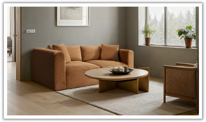 Meridian Furniture Shaggy 78" Corduroy Performance Fabric Upholstered Modular Loveseat Sofa-Jennifer Furniture