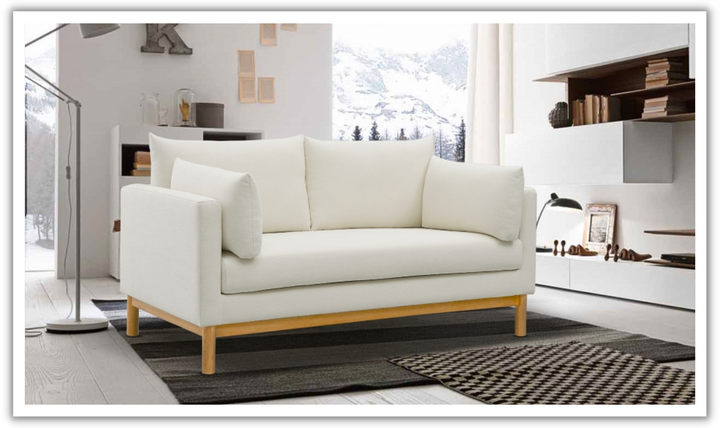 Meridian Langham Linen Textured Fabric Upholstered Loveseat