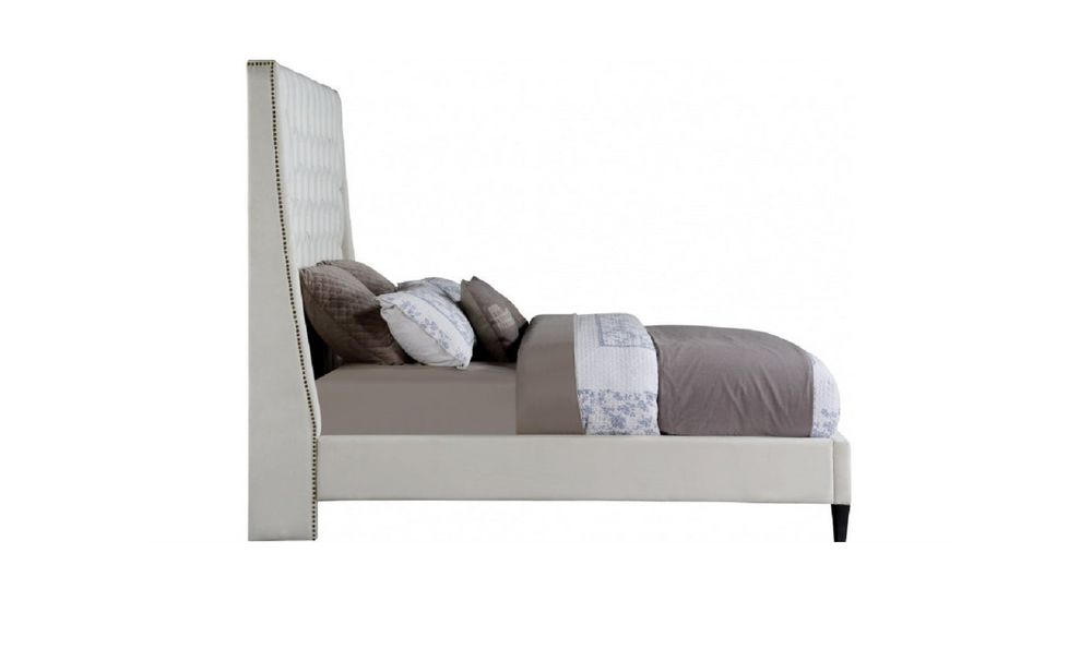 Meridian Furniture Fritz Velvet Bed with Tufted Wingback Headboard-jennifer furniture