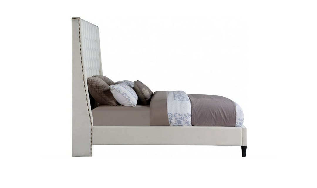 Meridian Furniture Fritz Velvet Bed with Tufted Wingback Headboard-jennifer furniture