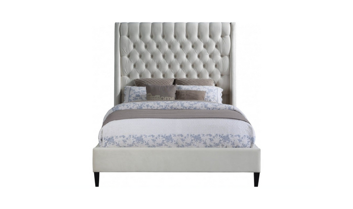 Meridian Furniture Fritz Velvet Bed with Tufted Wingback Headboard-jennifer furniture
