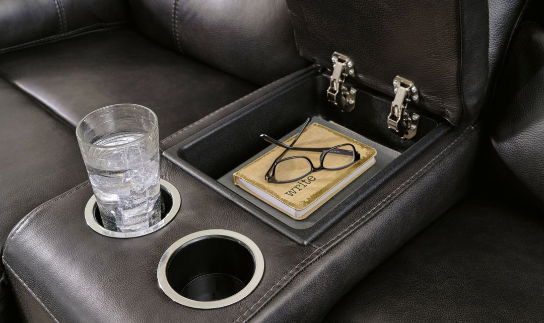 Modern Heritage Mountainous 2-seater Black Power Recliner Loveseat With Power Headrest