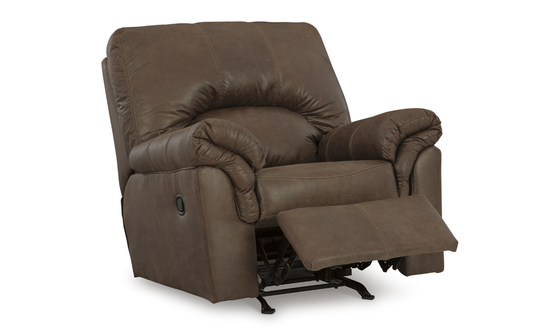 Modern Heritage Bladen Faux Leather Rocker Recliner Chair with Attached Cushions-Jennifer FUrniture