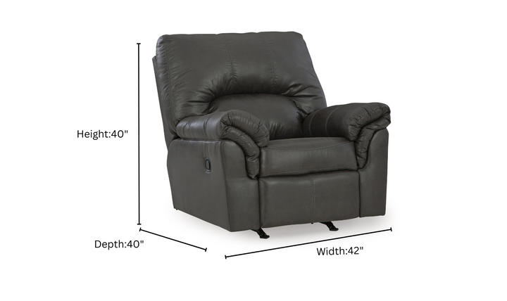 Modern Heritage Bladen Faux Leather Rocker Recliner Chair with Attached Cushions-Jennifer FUrniture
