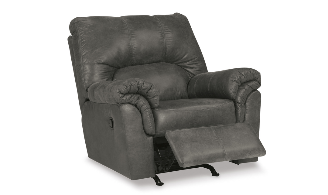 Modern Heritage Bladen Faux Leather Rocker Recliner Chair with Attached Cushions-Jennifer FUrniture