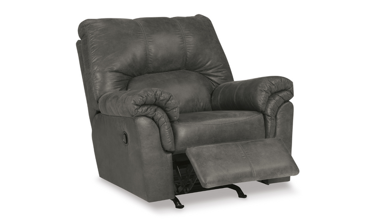 Modern Heritage Bladen Faux Leather Rocker Recliner Chair with Attached Cushions-Jennifer FUrniture