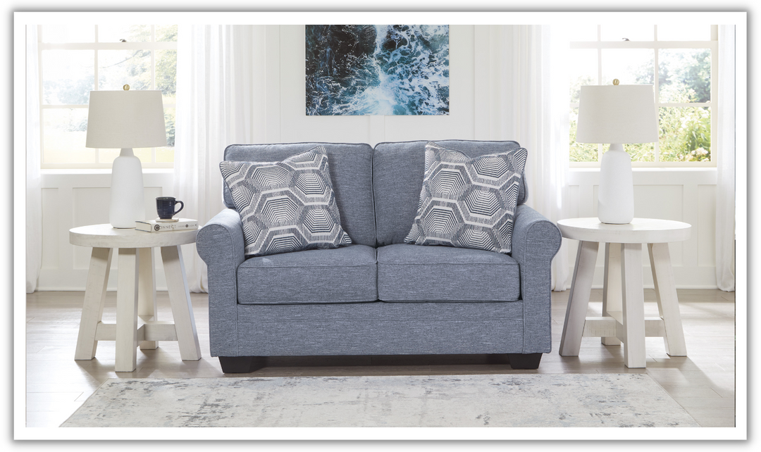 Modern Heritage Carissa Manor Fabric Denim Loveseat-Jennifer Furniture