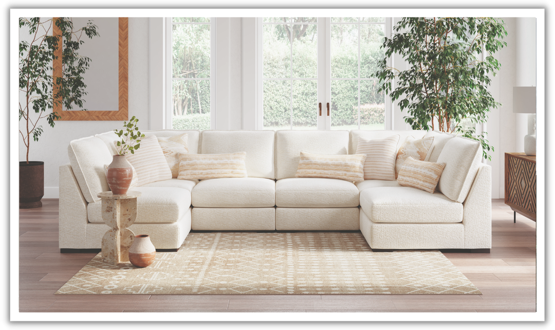 Modern Heritage Donelson Creek  Vanilla Fabric Sectional Sofa-jennifer Furniture