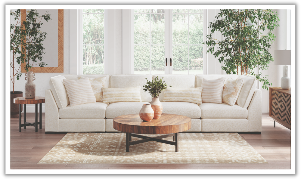 Modern Heritage Donelson Creek  Vanilla Fabric Sectional Sofa-jennifer Furniture