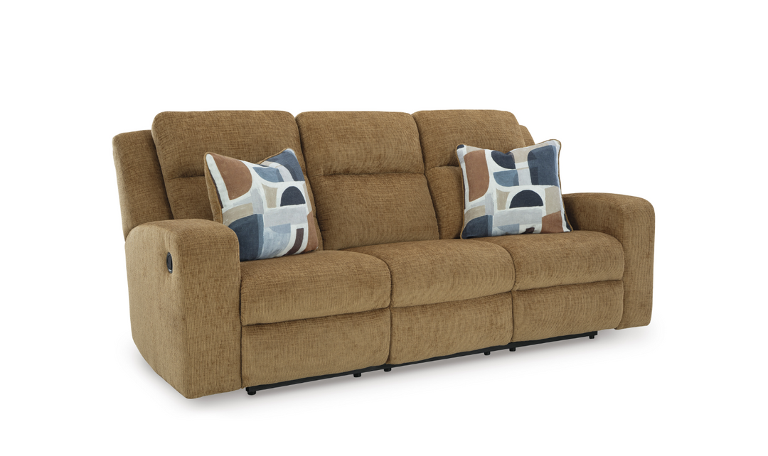 Modern Heritage Kanlow Fabric 3-seater Reclining Sofa with Accent Pillows-Jennifer Furniture