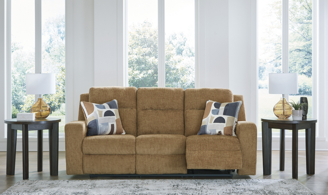 Modern Heritage Kanlow Fabric 3-seater Reclining Sofa with Accent Pillows-Jennifer Furniture