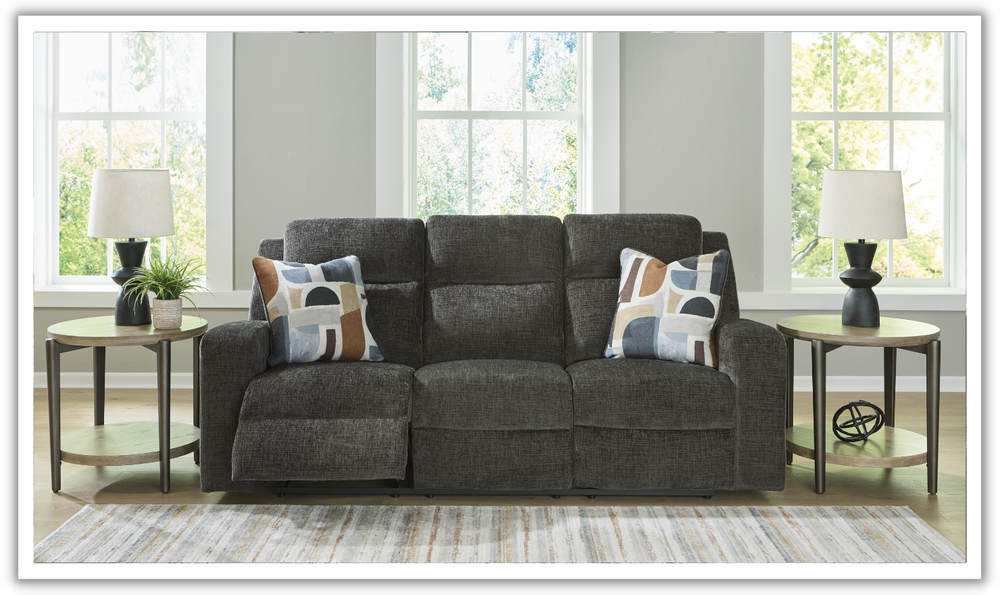 Modern Heritage Kanlow Fabric 3-seater Reclining Sofa with Accent Pillows-Jennifer Furniture