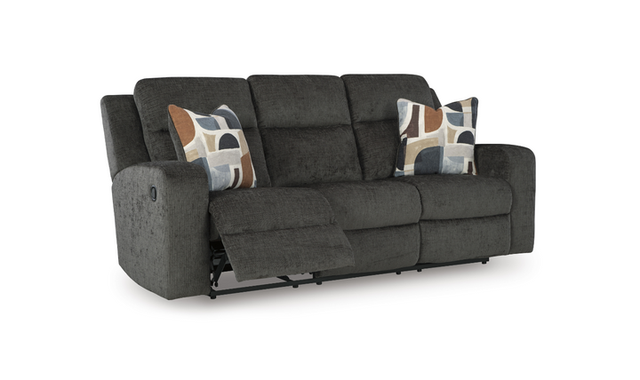 Modern Heritage Kanlow Fabric 3-seater Reclining Sofa with Accent Pillows-Jennifer Furniture