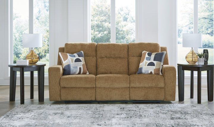 Modern Heritage Kanlow Fabric 3-seater Reclining Sofa with Accent Pillows-Jennifer Furniture