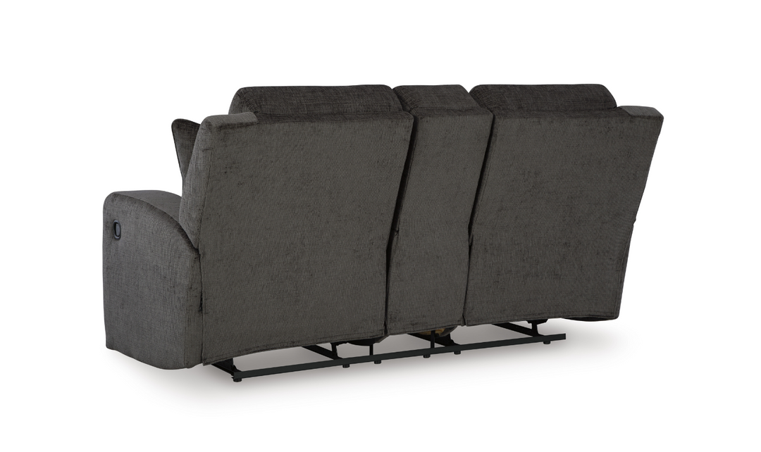 Modern Heritage Kanlow Fabric Double Recliner Loveseat Sofa With Storage Console-Jennifer Furniture