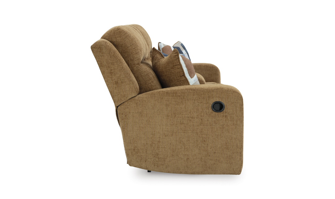 Modern Heritage Kanlow Fabric Double Recliner Loveseat Sofa With Storage Console-Jennifer Furniture