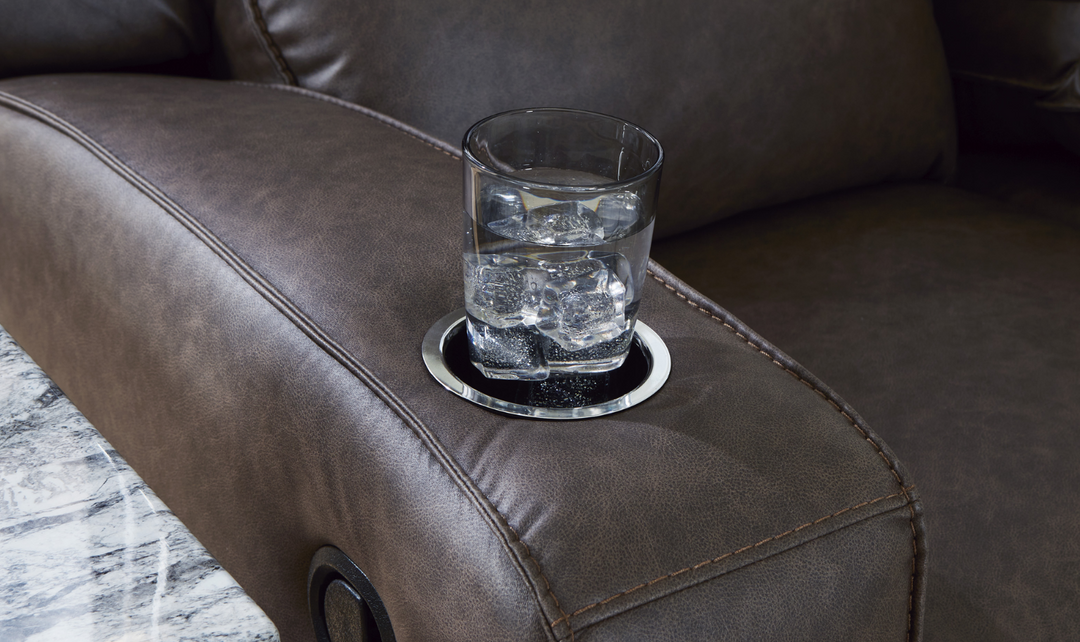 Modern Heritage Lavenhorne Leather Recliner Sofa With Drop Down Table-Jennifer Furniture