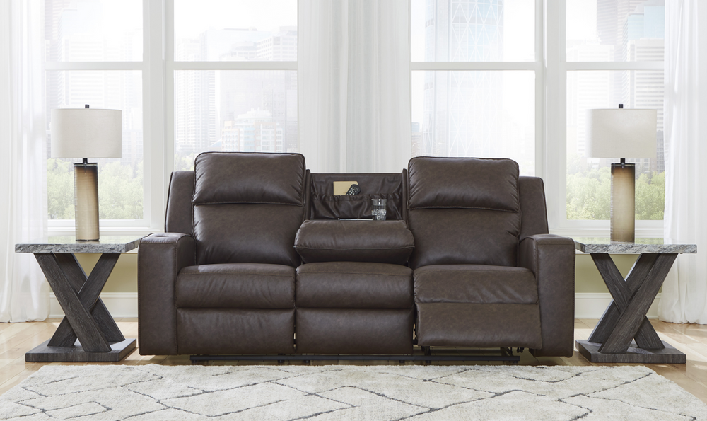 Modern Heritage Lavenhorne Leather Recliner Sofa With Drop Down Table-Jennifer Furniture