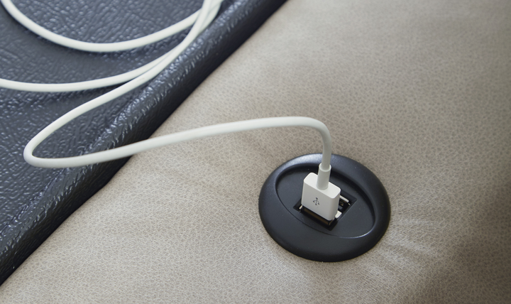 Modern Heritage Lavenhorne Leather Recliner Sofa With Drop Down Table-Jennifer Furniture