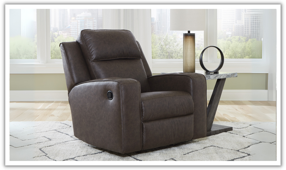 Modern Heritage Lavenhorne Leather Rocker Recliner Chair with Attached Cushions-Jennifer Furniture
