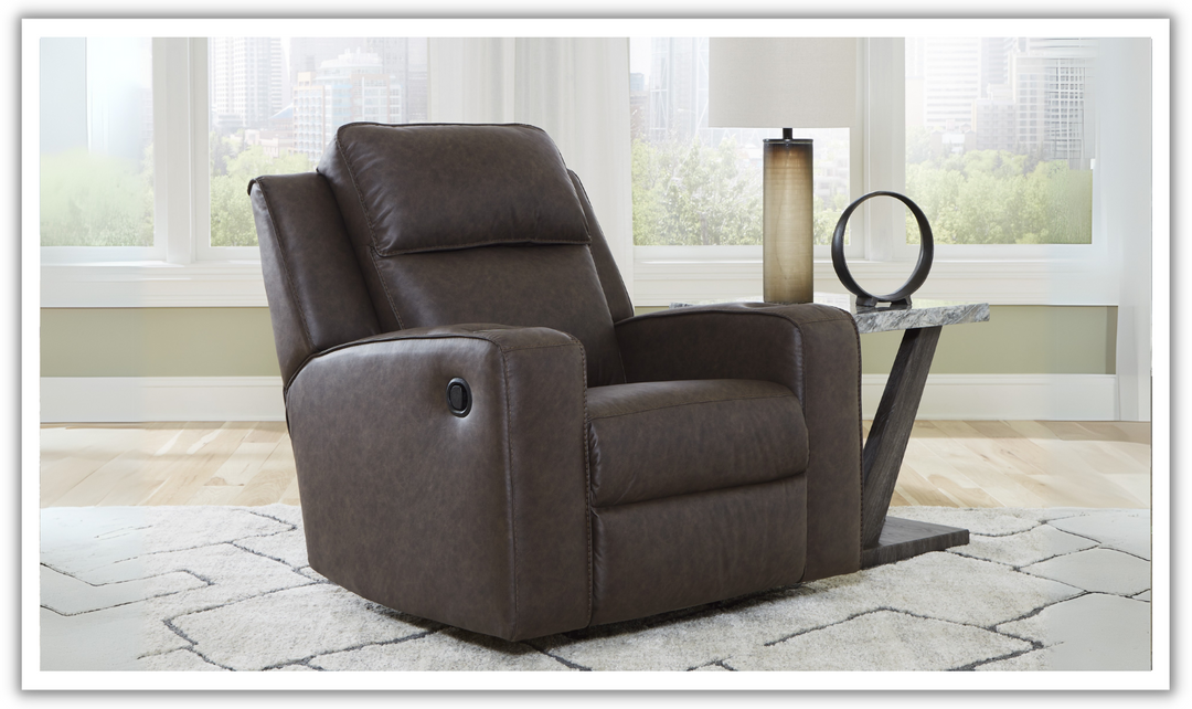 Modern Heritage Lavenhorne Leather Rocker Recliner Chair with Attached Cushions-Jennifer Furniture