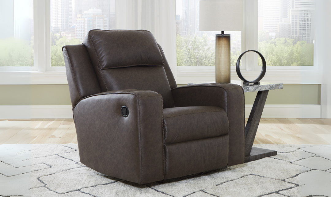 Modern Heritage Lavenhorne Leather Rocker Recliner Chair with Attached Cushions-Jennifer Furniture