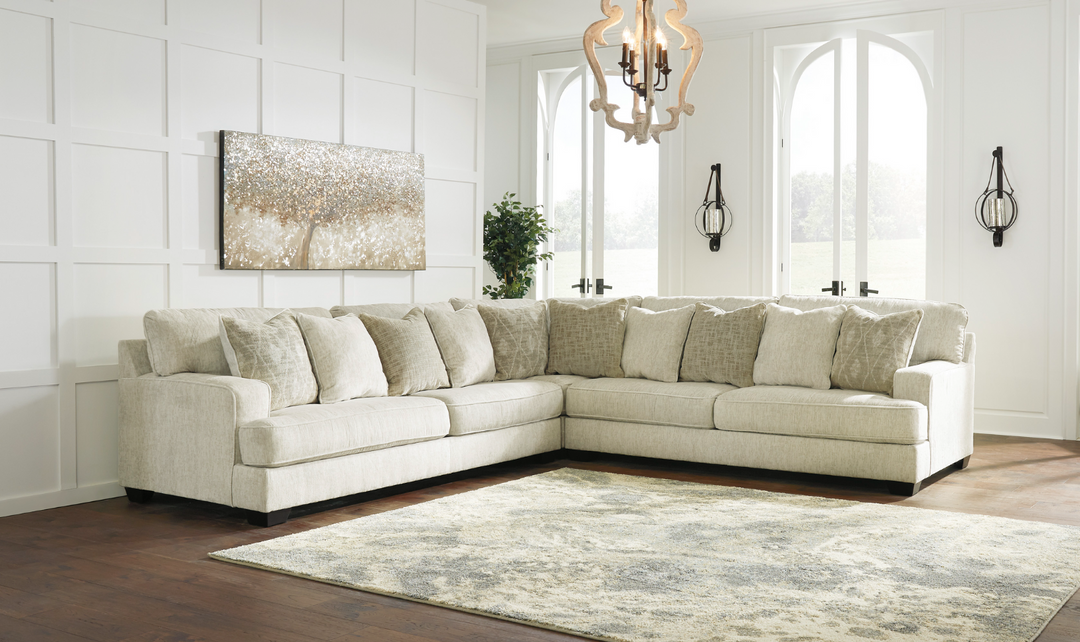 Modern Heritage Rawcliffe L-Shaped Parchment Fabric Sectional Sofa-Jennifer Furniture
