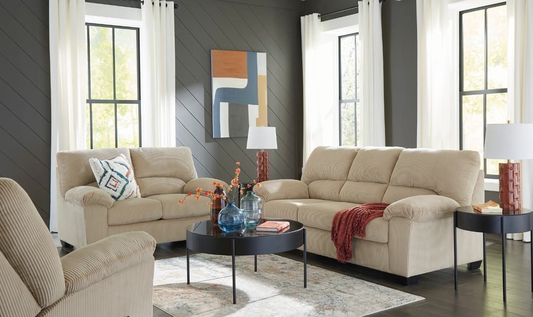 Modern Heritage SimpleJoy Fabric 3-Seater Sofa With Pillow Arms