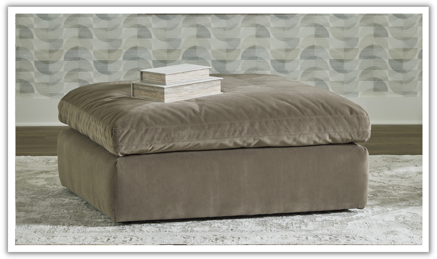 Modern Heritage Sophie Oversized Fabric Accent Ottoman In Cocoa