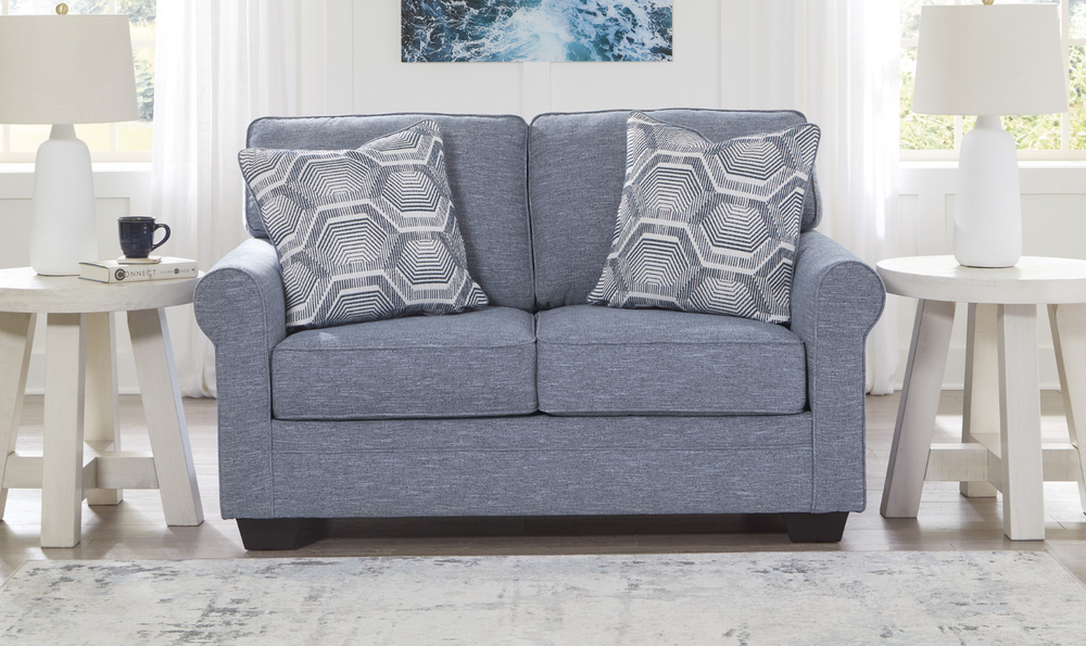 Modern Heritage Carissa Manor Fabric Denim Loveseat-Jennifer Furniture
