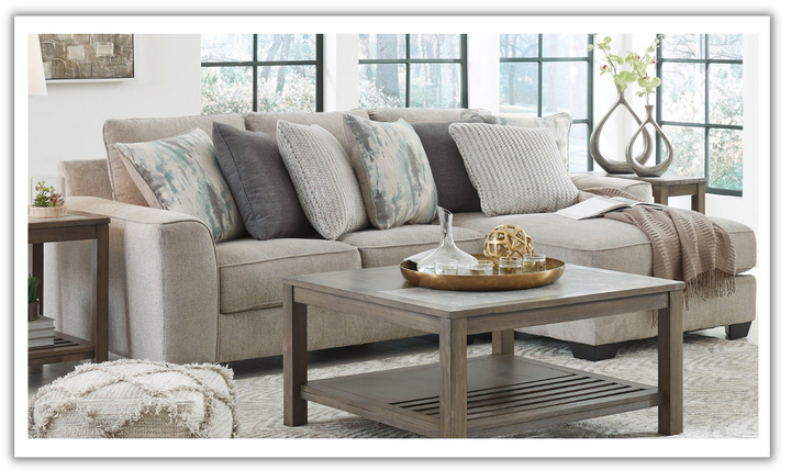 Modern Heritage Ardsley L-Shape Sectional Loveseat with Chaise in Pewter