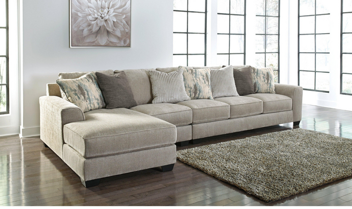 Modern Heritage Ardsley L-Shape Sectional Loveseat with Chaise in Pewter