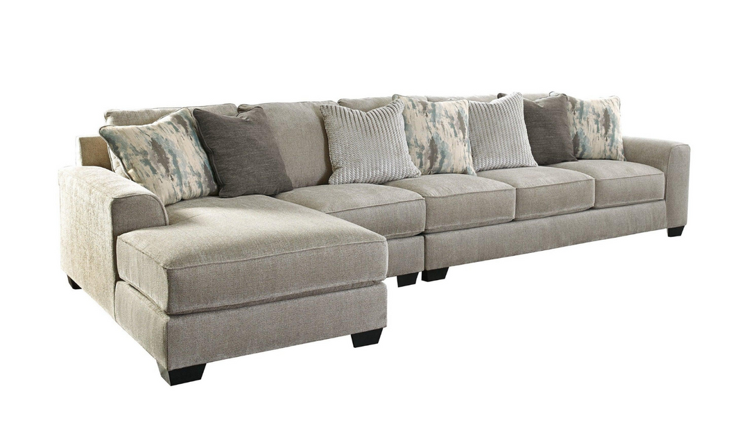 Modern Heritage Ardsley L-Shape Sectional Loveseat with Chaise in Pewter