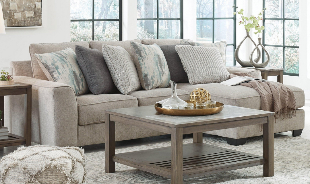 Modern Heritage Ardsley L-Shape Sectional Loveseat with Chaise in Pewter