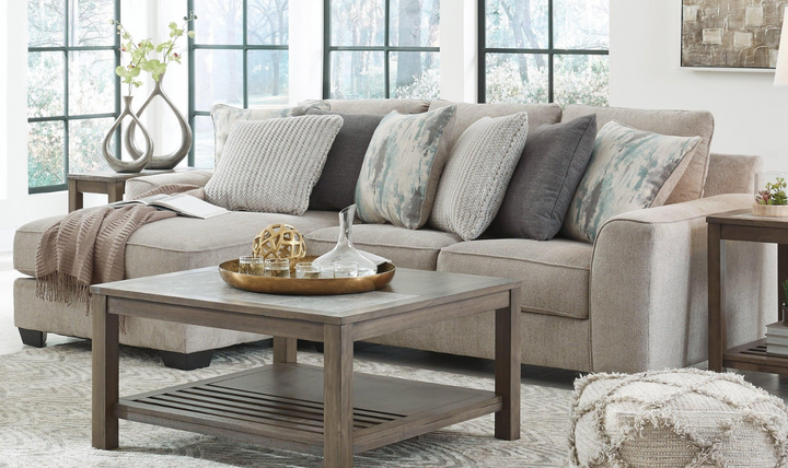 Modern Heritage Ardsley L-Shape Sectional Loveseat with Chaise in Pewter