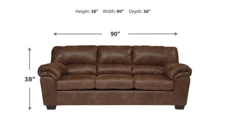 Modern Heritage Bladen 3-Seater Faux Leather Sofa With Cushion Arms