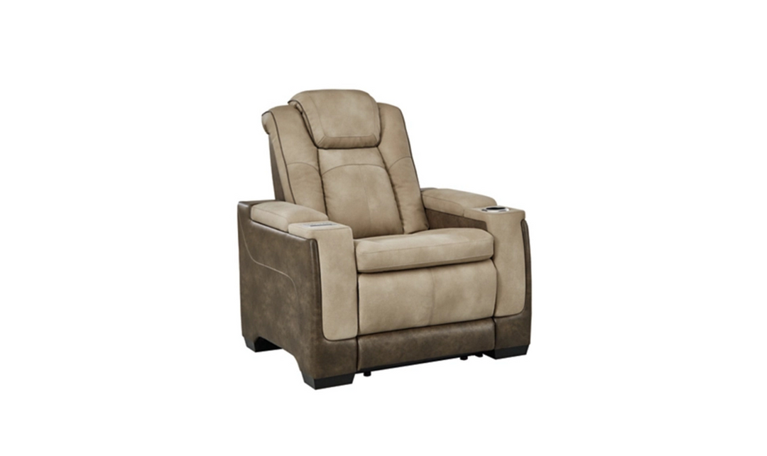 Modern Heritage Next - Gen Sand Leather Power Recliner Chair with Storage Arms