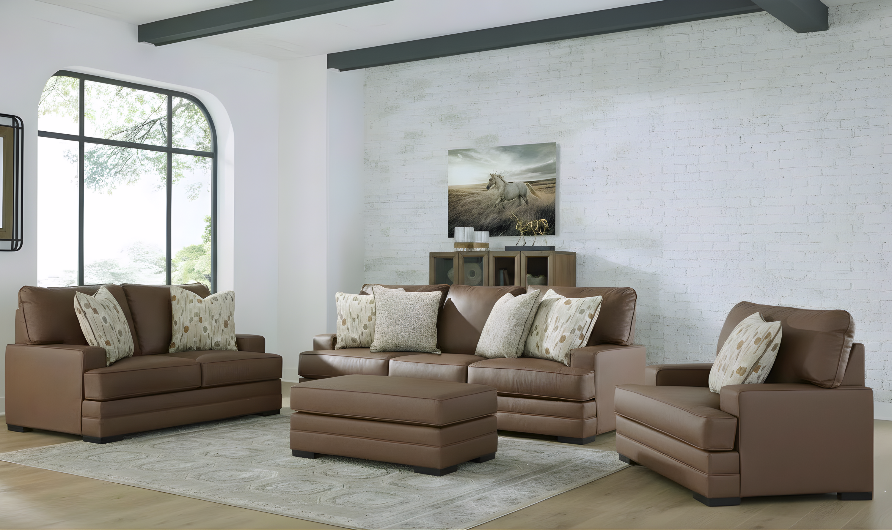 Modern Heritage VillaCourt Leather Living Room Set in Brown – Jennifer ...