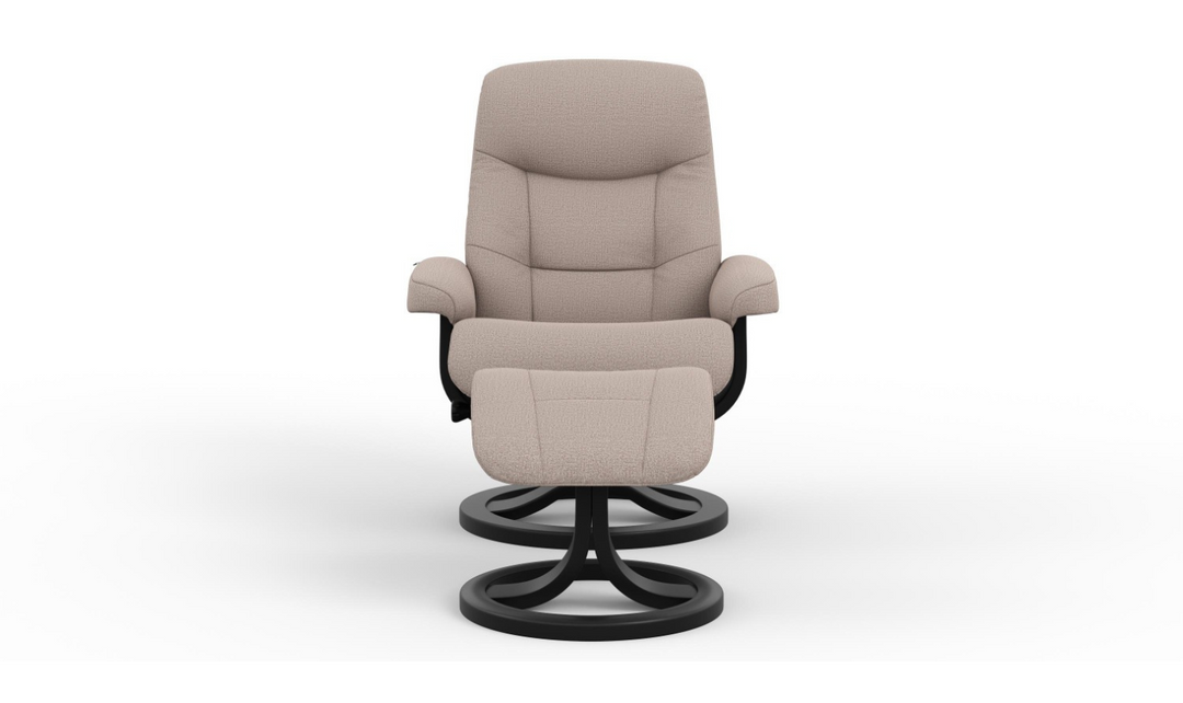 Fjords Muldal R Leather Manual Swivel Recliner Chair with Footstool in Two Sizes-Jennifer Furniture