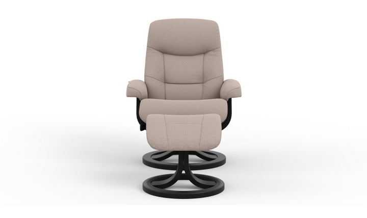 Fjords Muldal R Leather Manual Swivel Recliner Chair with Footstool in Two Sizes-Jennifer Furniture