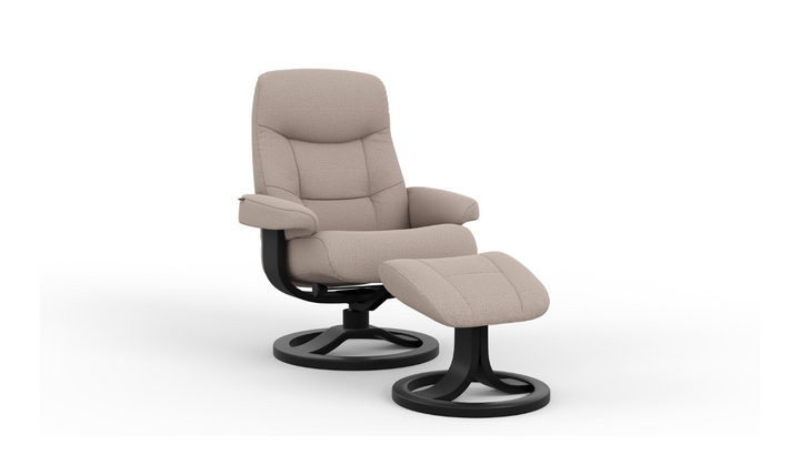 Fjords Muldal R Leather Manual Swivel Recliner Chair with Footstool in Two Sizes-Jennifer Furniture