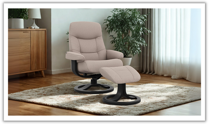 Fjords Muldal R Leather Manual Swivel Recliner Chair with Footstool in Two Sizes-Jennifer Furniture
