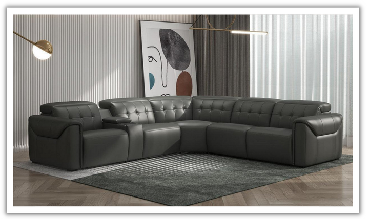 Gio Italia Murray L-Shape Leather Power Sectional Sofa